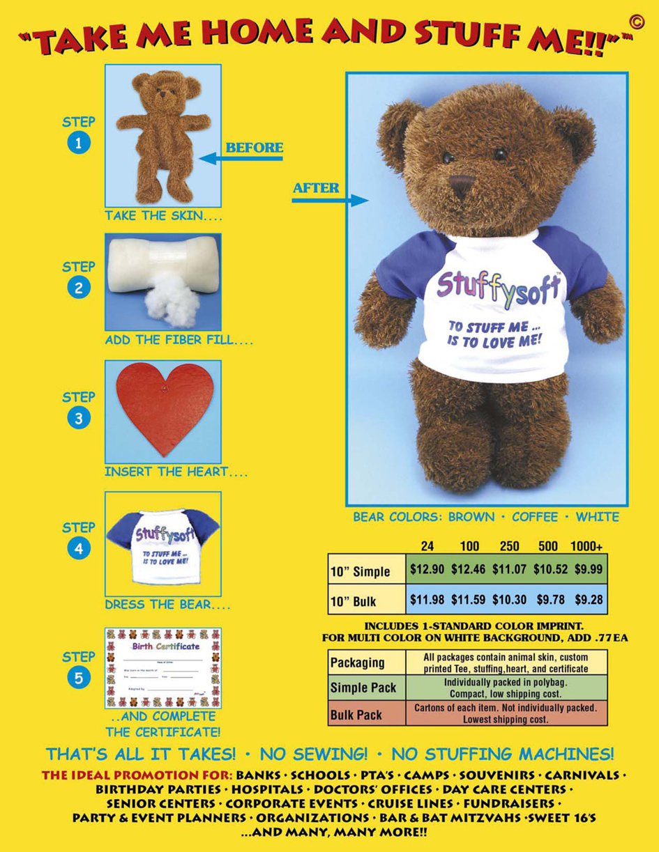 Bears that you build yourself. Stuff your own teddy bear and dress it with a personalized t-shirt.